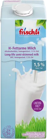 frischli Produktabbildung H-Fettarme Milch 1,5 % Fett laktosefrei 1 L