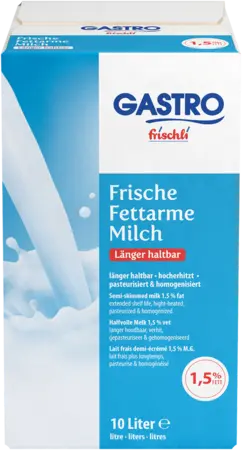 GASTRO frischli Frische Fettarme Milch 1,5 % Fett 10 Liter
